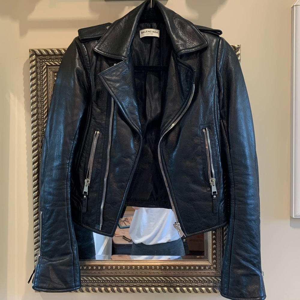 Balenciaga black leather jacket